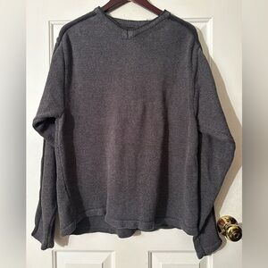 KAVU Men’s Blue Navy Heavy Chunky 100% Cotton V Neck Sweater Sleeve Detail LRG